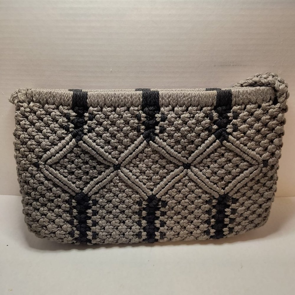 99 vintage hand made macrame bag purse 13x9 inch